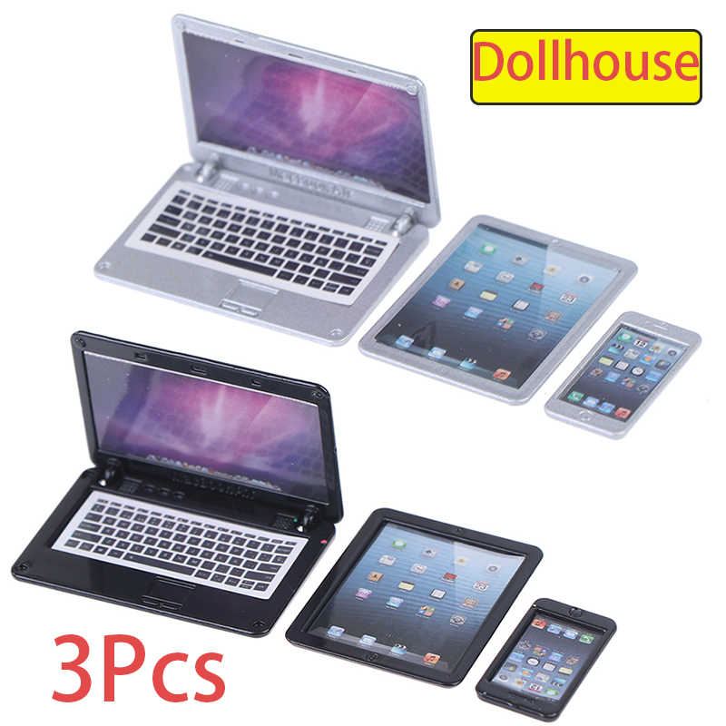 Miniature Terrain Set - 3Pcs/set 1:6 Dollhouse Simulation Miniature Laptop